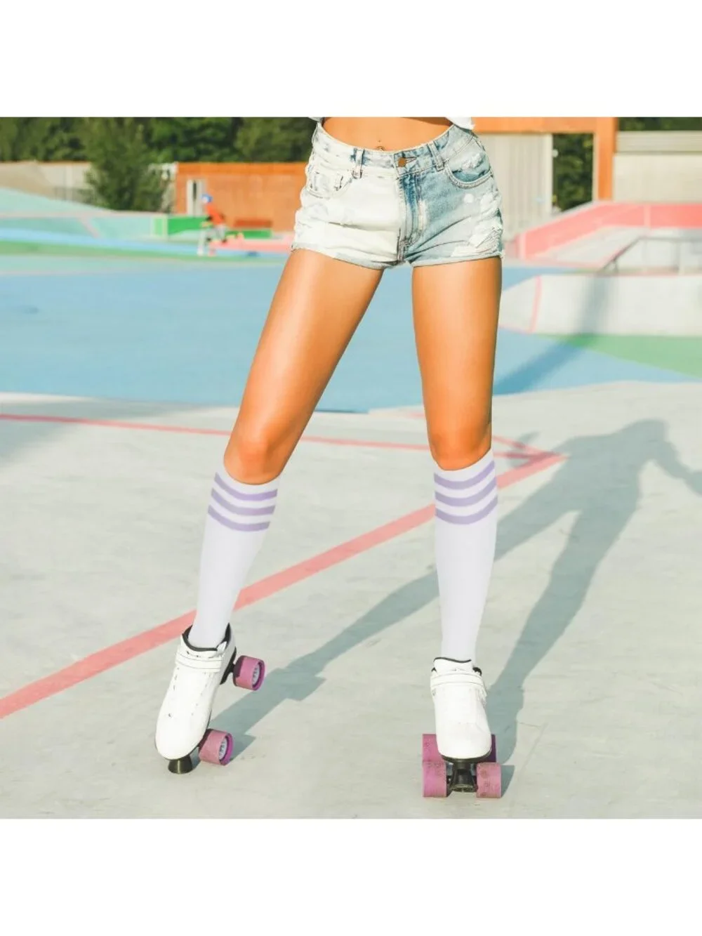 3 Pairs Women's Knee High Cotton Socks - Solid & Striped, Breathable